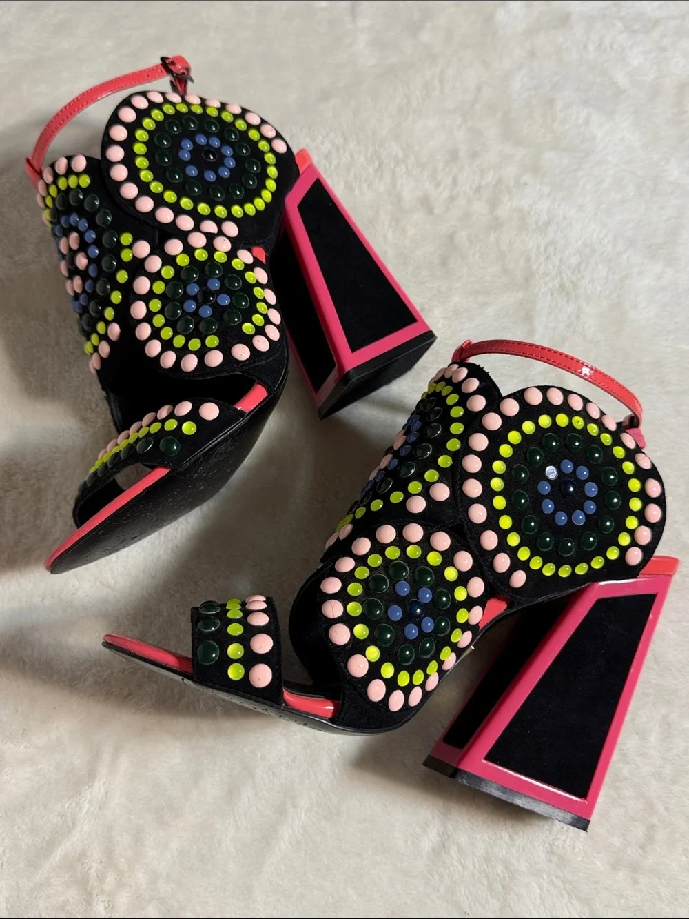 KAT MACONIE Frida Multicolor Studded Embellished  Heels - Size 6
